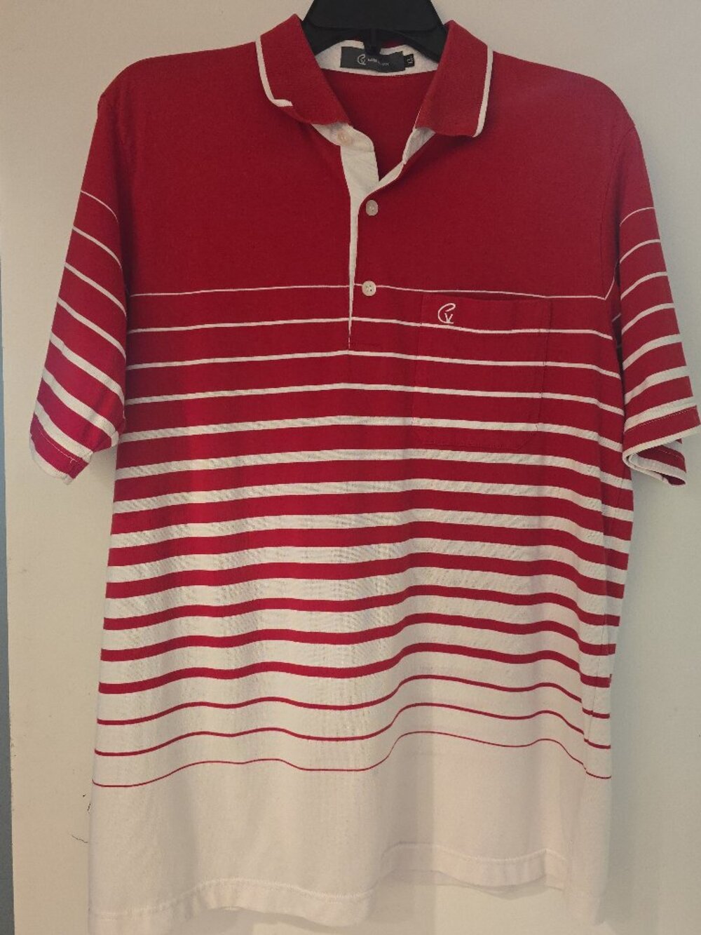 Emoba Valentino Striped Polo Shirt Mens XL Red White Ombre Y2K Prep